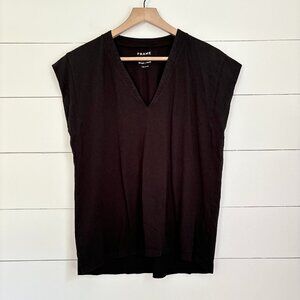 Frame black Le mid rise v neck tee sz small